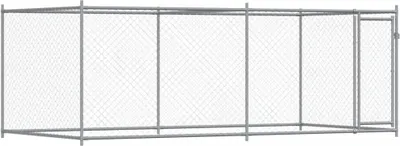 Immagine prodotto di vidaXL Cuccia per cani con porta Grigio 4x2x1,5 m Acciaio zincato