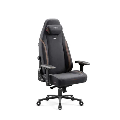 Zdjęcie produktu dla DIABLO Fotel Gamingowy Obrotowy Materiałowy | Magnetyczy Zagłówek Wsparcie Lędźwi Podłokietniki 4D | X-Eye | Normal Size: Soft Black