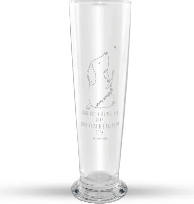 Produktbild von Mr. & Mrs. Panda Bierglas Hund Liebe - Transparent - Geschenk, Weizen Glas, Herz, Weißbierglas, Süß, Weizenbier, Bier, Sprüche, Hunde, Mr Mrs Weizenglas