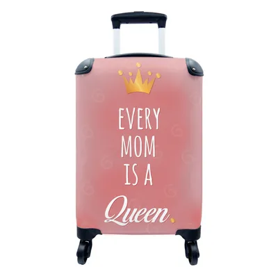 Produktbild von MuchoWow® Koffer Handgepäck Trolley Rollkoffer Kleine Reisekoffer mit 4 Rollen - Muttertag - Krone - Rosa - Cabin Size < 55x40x23 cm & 55x40x20 cm - Fotokoffer - Kabinenkoffer - Boardgepäck - Reise-Box - Reisekoffer - Reisegepäck - Koffer mit Bild - Trolley für Kinder