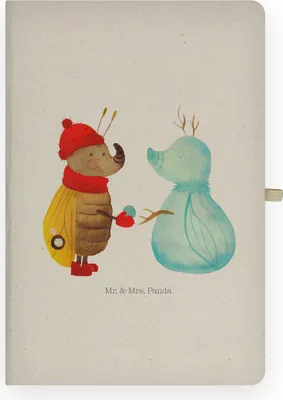Produktbild von Mr. & Mrs. Panda Journal Nachtfalter Schneemann - Transparent - Geschenk, Schnee, Winter, Tagebuch, notizbuch, A4 Kariert, Weihnachten, Kladde, Weihnachtsgruß