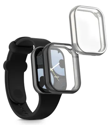 Produktbild von kwmobile 2x Silikon Hülle für Xiaomi Mi Band 8 Pro Schutzhülle - Fullbody Display Cover Set aus Silikon - Schwarz Silber