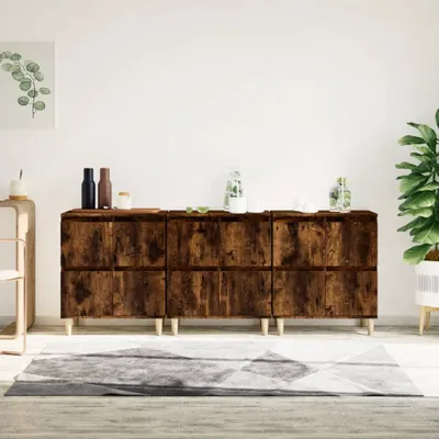 Productafbeelding van vidaXL Dressoirs, 3 stuks, gerookt eikenfineer, 60x35x70 cm, houtvezelplaat