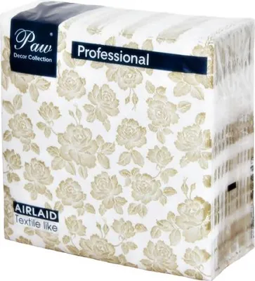 Imagen del producto de Servilletas de una sola capa, marca Paw Airlaid, color blanco, 40x40 cm, paquete de 50 unidades