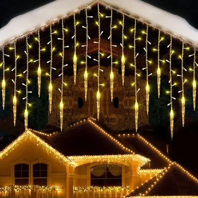 Produktbild von 3.5m 96 LED Eiszapfen Lichterkette 8 Lichtmodi Lichtervorhang Innen Weihnachten Deko, Warmweiß