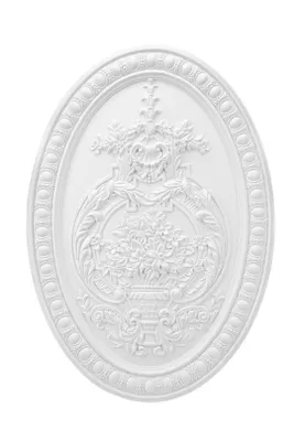 Produktbild von Wandrelief | vorgrundiertes schlagfestes Polyurethane | Bild | Barock | Verzierung | weiß | Polyurethan| Hexim Perfect | 500 x 350 mm | K4093