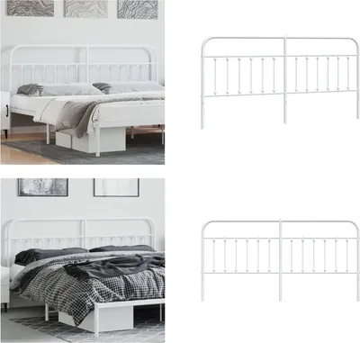 Produktbild von vidaXL Kopfteil Metall Weiß 200 cm - Kopfteil - Kopfteile - Bettkopfteil - Kopfteil Für Doppelbett