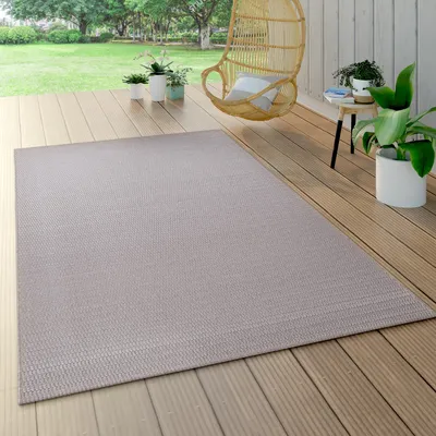 Image de Tapis d'extérieur aspect sisal résistant aux intempéries motif naturel uni moderne dimensions 120 x 170 cm
