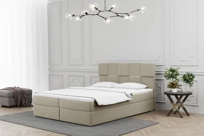 Produktbild von Boxspringbett Schlafzimmerbett JOLIE 160x220cm in Stoff Matt Velvet Beige