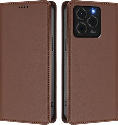 Immagine prodotto di Custodia in pelle per Ulefone Note 20 Pro, custodia magnetica in Finto cuoio con supporto Marrone