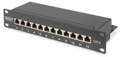 Zdjęcie produktu dla Panel krosowy Cat-6 - 12 portów - montaż w szafie 10-calowej