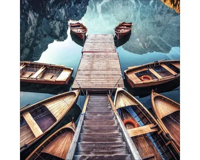 Produktbild von Glasbild Row Boats I GLA2236 20x20 cm