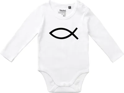Produktbild von Huuraa Baby Body Fische Symbol 62 White  Baumwolle Fairtrade Langarmbody Geschenkidee