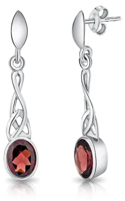 Produktbild von Ohrringe aus 925er Sterlingsilber mit Granatsteinen und keltischem Design