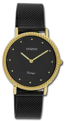 Image de Oozoo Damenuhr, série Vintage, modèle C20058, bracelet en acier inoxydable noir, montre analogique, référence D3UOC20058