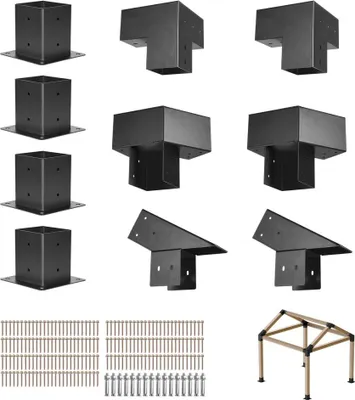 Zdjęcie produktu dla 12x łącznik słupka narożny 92x92mm - wspornik 3-/4-drożny z podstawą - akcesoria do wsporników słupków ogrodzeniowych