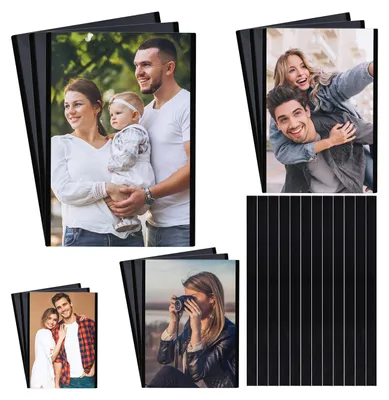 Produktbild von Belle Vous Schwarze Magnetische Bilderrahmen Kühlschrank Magnete (24 Stk.) - 4 Größen Plus Magnet Leisten für Beliebige Größe - Durchsichtige Magnet