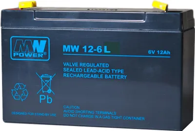 Zdjęcie produktu dla Mw 12-6L: Akumulator Agm 6V/12Ah, 151*50*100 (T2)