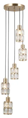 Zdjęcie produktu dla Lampa wisząca ALMA złota 5xE27x40W szkło wym:120x30x30cm IP20 Italux