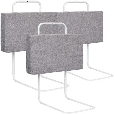 Produktbild von Famanu Bettgitter Verstellbar - Extra Lang 150 cm - Sicherheitsgitter für Babybett - Höhenverstellbar - Grau