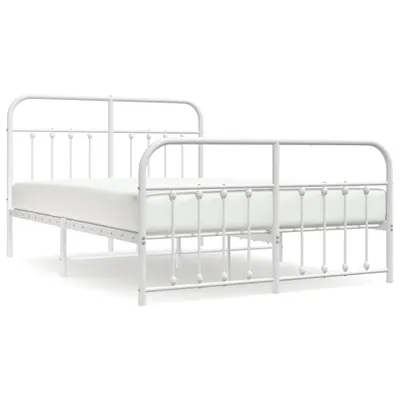 Image de vidaXL Cadre de lit avec tête et pied de lit en métal blanc 140x200 cm