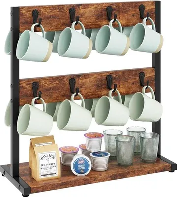 Produktbild von Minimalistischer Becherhalter Raumsparend 43x41x15cm Holz Metall
