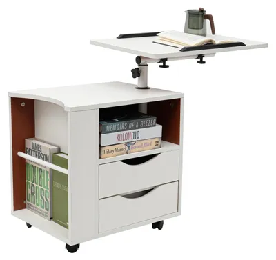 Produktbild von Mobiler Nachttisch – Höhenverstellbar 70-90 cm – Weiß