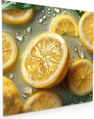 Produktbild von Küchenrückwand Spritzschutz Glas mit Motiv Zitronenfrische 40 x 40 cm