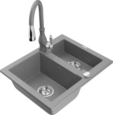 Image de Évier Carlos en granit 1,5 avec mitigeur Savita, gris (6518-71-672601-71)