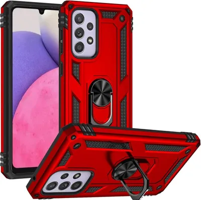 Produktbild von Conie Outdoor Schutzhülle für Samsung Galaxy A33 5G Tasche Silikon Hard Case Cover Hülle mit Halter Ständer in Rot