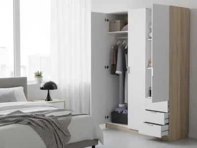 Immagine prodotto di Dmora Guardaroba 3 Ante Apaches 52x121 cm Bianco, Appendiabiti 3 Ante