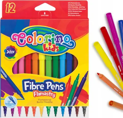 Productafbeelding van SCHOOL FLAMMERS, viltstiften, markers voor kinderen, COLORINO, 12 kleuren