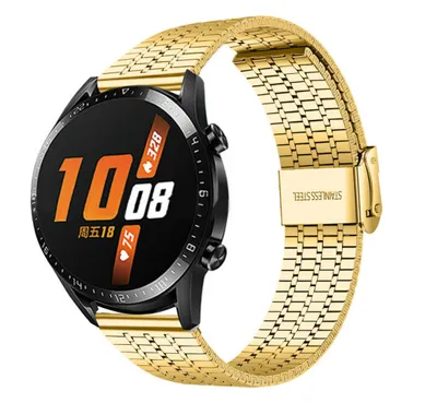 Produktbild von Strap-it Huawei Watch GT 2 Edelstahlarmband (Gold)
