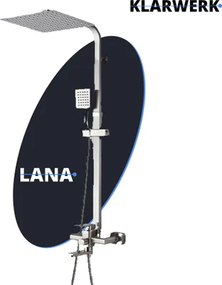 Zdjęcie produktu dla LANA | Zestaw prysznicowy Premium ze srebrną, szczotkowaną stalą nierdzewną | Designerski system prysznicowy | Bateria prysznicowa w komplecie ze słuchawką prysznicową