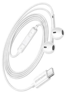 Produktbild von Mayaxess, USB-C Kabelkopfhörer mit Mikrofon für Galaxy S25 Plus, Weiß
