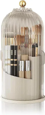 Produktbild von Schminktisch-Organizer mit drehbarer Pinselhalterung, Staubdichter Deckel, rotierend