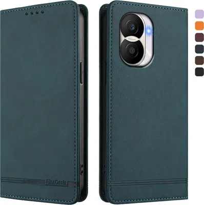 Image de Etui pour Honor X40i, étui rétro en cuirPolyuréthaneavec support et fentes pour cartes de crédit Vert