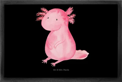Produktbild von Mr. & Mrs. Panda Schmutzfänger Axolotl Niedlich 50 x 75 cm - Schwarz - Geschenk, Weisheit, Liebe, Schmutzmatte, Freundin, Fussmatte, fußmatte, Fröhlich, Vorleger