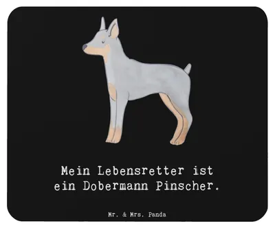 Produktbild von Mr. & Mrs. Panda Mauspad Dobermann Pinscher Lebensretter - Schwarz - Geschenk, laptop, Mousepad, pc, Mouse Pad