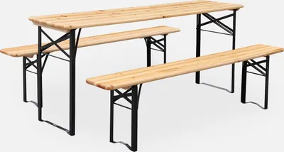 Produktbild von sweeek - Holztisch mit 2 Sitzbänken 180cm - Natur