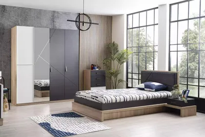 Productafbeelding van Kinderkamer meubels, kinderbed, slaapkamerbed, grijs, set van 4 delen