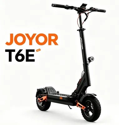 Produktbild von T6E mit ABE Stadt‑E‑Tretroller, 500W, doppelte mechanische Scheibenbremsen, 48V 18Ah Akku, 10‑Zoll breite Offroad‑Reifen, 20 km/h, 148 kg Traglast