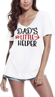 Produktbild von Damen Grafik T-Shirt V-Ausschnitt Papas kleine Helferin – Dad's Little Helper – Öko-Verantwortlich Vintage Jahrgang Kurzarm Lustige Druck Geburtstag