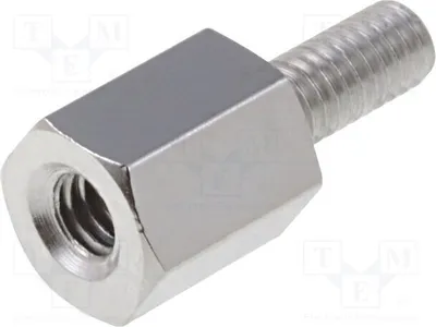 Zdjęcie produktu dla 10 sztuk dystansów z gwintem wewnętrznym: M2,5, długość 5 mm; gwint zewnętrzny: M2,5, oznaczenie: 212X05, elementy dystansowe