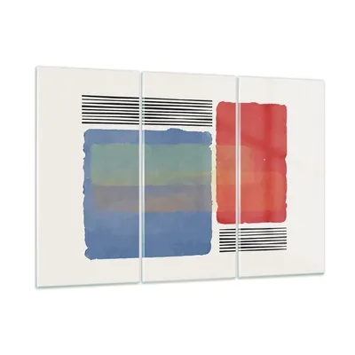 Produktbild von Bilder auf glas - 3 Teile - Stück Geometrisch Rechtecke - 105x70cm - Glasbilder - Wandbilder - Bilder - Wanddekoration aus Glas - Glas Bilder - Wandbild auf Glas - GCE105x70-4809