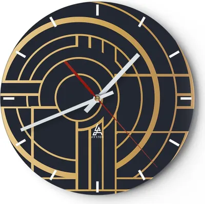 Produktbild von Wanduhr - Rund - Glasuhr - Abstraktion Stück Modern - 40x40cm - Schleichendes Uhrwerk - Lautlos - zum Aufhängen bereit - Dekoration Modern - Wanddekoration aus Glas - C3AR40x40-4640