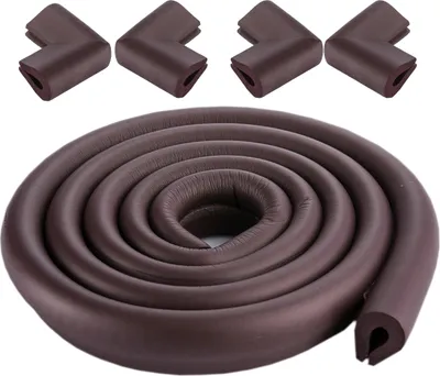 Produktbild von CANDeal 2 Meter U-Form Kantenschutz und 4 x Eckenschutz-Set, einfach zu installieren, Premium-High-Density-Schaum babyschutz Haushaltswerkzeug für Tisch, Bank und andere Wohnmöbel - Braun