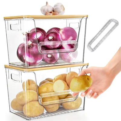 Image de Lot de 2 boîtes de rangement empilables pour les pommes de terre et les oignons