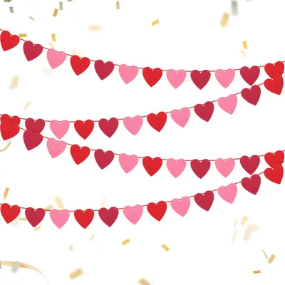4er Set Herz-Girlanden aus Filz, rote Herz-Deko für Valentinstag, Party