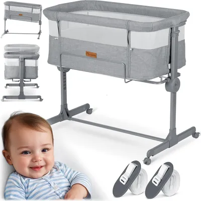 Produktbild von Graues Babybett NK-243 mit Seitenfunktion